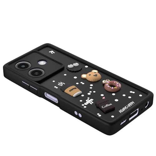 Image of Bintage Cute Fun Taddy| 3D Ball Bear| Donut| Coffee Rubber Case Camera Protection Back Cover Compatible for Oppo A3x 5G - Black