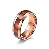 Whoiy Anillo de tungsteno para hombre, alianzas de plata, negro/oro rosa/oro 4 mm/6 mm/8 mm, bisutería de moda, anillos de boda, anillos de madera, anillos para hombre, talla 52-67, 57 (18.1