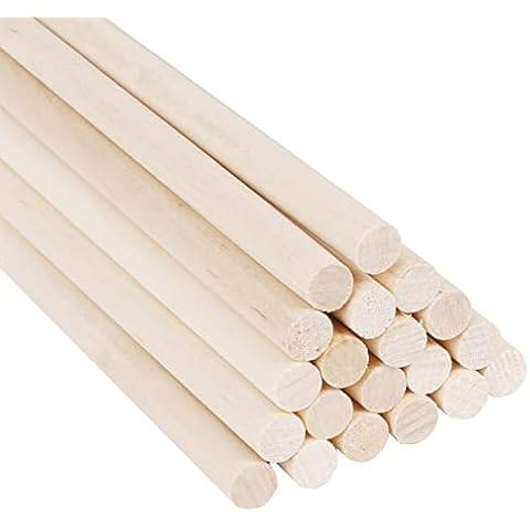 KOSHIFU 20 Stück Holzstäbchen Bastelstäbe Rundhölzer Bambusstäbe zum Basteln Lange Holzdübel Natürlicher Holzstäbchen Stangen 8 mm x 30 cm Rundstäbe Holzstäbe für DIY Arts Craft Basteln Dekoration Cover