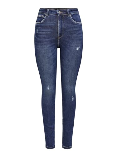 ONLY Damen Onlmila Life Hw Sk ANK Bj374 Noos Hose,Dark Blue Denim,30W...