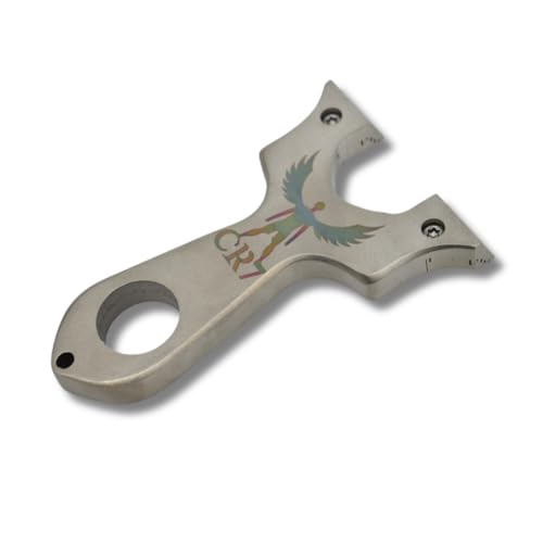 Image of CR7 304 Stainless Steel Slingshot with Yellow Rubber Band & 250 Mud Balls - Ergonomic Silver Design & Balanced Frame