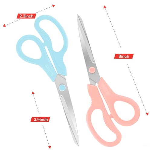Pastel Scissors, Niutop 8\" All Purpose Scissors Heavy Duty Ergonomic Comfort Grip Shears Sharp Scissors for Office Home Household Sewing High/Middle School Students Teacher Art Craft DIY Supplies
