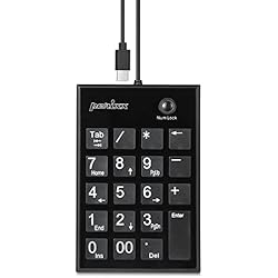 Portátil Con Teclado Numérico Integrado perixx PERIPAD-202C - Teclado numérico Delgado USB-C con Cable, Teclas de Tijera con 2 concentradores USB-A y tecla de pestaña, Compatible con Tableta, Laptop y Escritorio, Color Negro