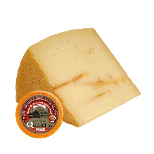 La Antigua Quesería Queso de Oveja Artesano Curado con Mojo Picón, Leche Cruda, Curación 6 Meses, CUÑA QUESO 375 g (Aprox)