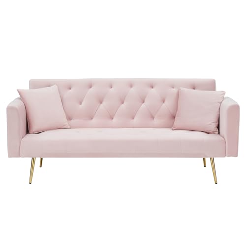 71" Modern Velvet Sofa Bed Futon, Convertible Sleeper Couch with