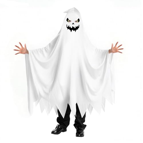 Hlayshing Halloween Ghost Costume,Geist Kostüm Kinder,Fledermaus Kostüm,Geisterumhang für Jungen Mädchen Halloween,Cosplay,Trick or Treat
