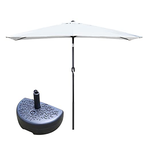 Ombrellone da balcone, robusto, 2 m/2,5 m, perfetto per piccoli spazi, da parete, con sistema a manovella, per patio, portico e finestre, Bianco+base, 200x100cm