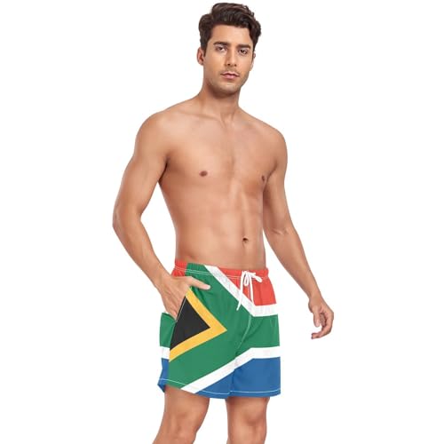 Yuiboo South Africa Flag South African NationalMen's Swimming Trunks Men Lined Workout Running Shorts with Compression Liner Mens Board Shorts Swimwear Lightweight Multi4