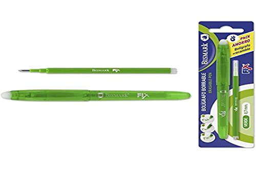 Boligrafos Borrable Bolígrafo Borrable Bismark Verde con Capuchón y recambio