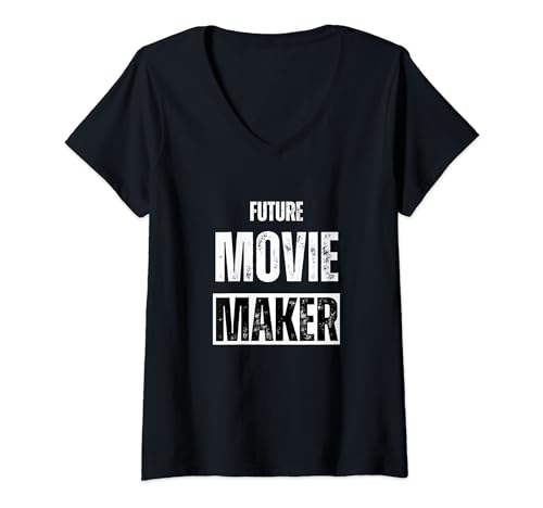 Womens Vintage Future Movie Maker For Student Filmmaker Director V-Neck T-Shirt