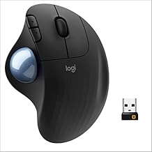 Logitech Ergo M575 إصدار جديد ماوس كرة التتبع اللاسلكية ، التحكم السهل في الإبهام ، التتبع الدقيق والسلس ، تصميم مريح مريح ، Windows / Mac ، Bluetooth ، USB - حزمة بطارية إضافية من الجرافيت