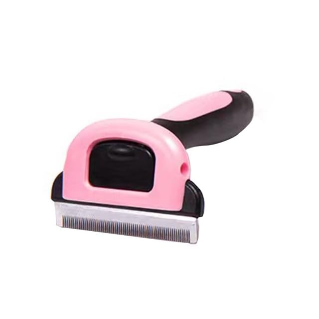 Professional Pet Deshedding Tool & Grooming Brush for Dogs & Cats – Stainless Steel Blade – For Short & Long Hair – Small / Medium / Large Breeds (Pink)