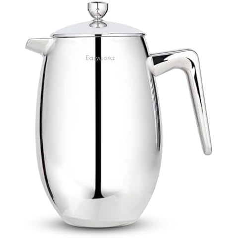 Easyworkz Nando French Press 34 oz Double Wall Insulated Thermal Coffee Maker,304 Stainless Steel Cafetiere Cover