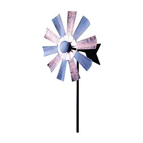 QMCAHCE Retro Garden Wind Spinner Dual Direction 360 Degree Rotation Kinetic Metal Windmills for Outdoor Yard Lawn Garden Windmill (Retro(B)) Cover