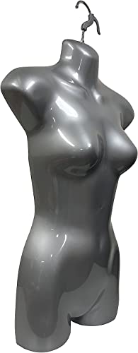 Displaytown Gold + Silver Female Mannequin Hip Long Body Torso Dress Forms & Hanging Hook, S-M Sizes #TOP6