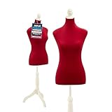 Mannequin - Adjustable Height, Durable Foam and Canvas Construction, Wooden Base, Compact Shoulder Width, Lightweight, Versatile Display for Clothing and Accessories, Red