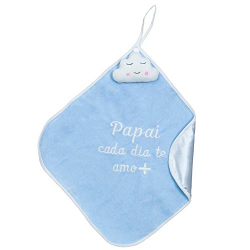 Blanket Cetim Nuvem Papai, Zip, Azul Bebê