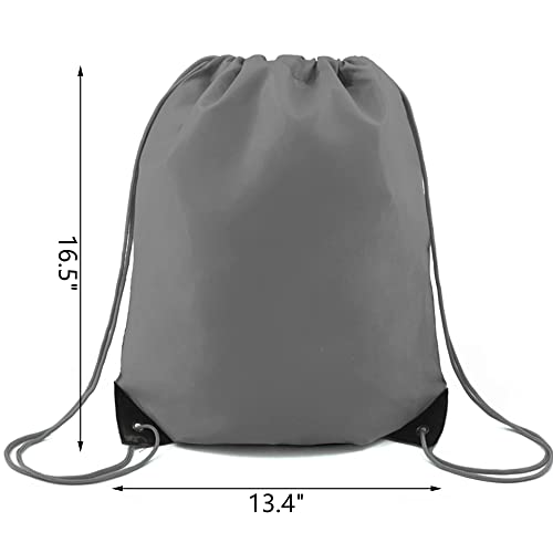 Image of BeeGreen 20 Pieces Gray Drawstring Backpack Bags Bulk Nylon Gym Backpacks Cinch Sinch Christmas Bag for DIY Travel Sports Sack Personlized Sackpacks for Heat Vinyl