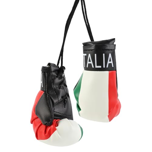Hwtcjx Mini Gant Boxe, Gants de Boxe, Boxing Gloves, Le Porte-clés du Design de Drapeau, Accessoires de Miroir intérieur, Cadeau (Italie)