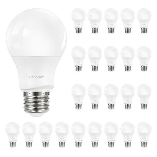 Consciot A19 LED Light Bulb,60W Equivalent,8.5W 3000K Warm White,E26 Base,800 Lumens Non-Dimmable,Energy Efficient LED Light Bulbs,UL Listed for Home Lighting,24-Pack