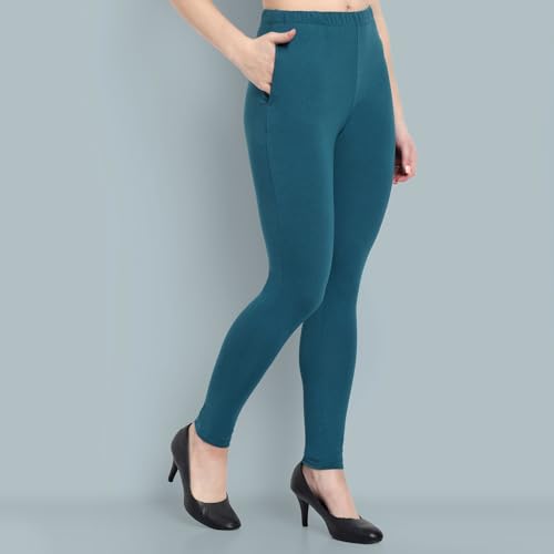 Image of ONE SKY Women Full Length Leggings | Cotton Modal Spandex Blend | High Waist Stretchable & Bio-Washed Fabric | Colour-Lock Technology | Comfortable Leggings for Women