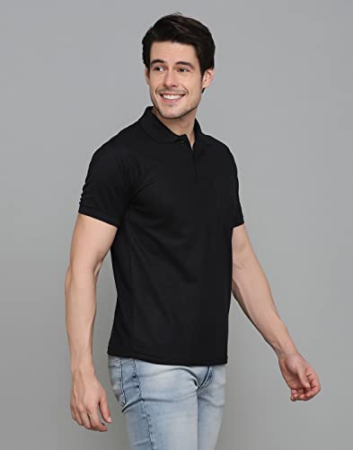 Image of INKKR Men's Polo Neck Half Sleeve Cotton Blend Regular Fit T-Shirt With Pocket