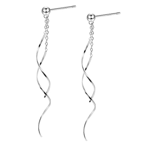 Boucles d'oreilles en argent massif 925 pour femmes, longues boucles d'oreilles en chaîne à glands, boucles d'oreilles en argent 925 hypoallergénique