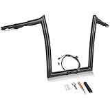 Eumti 12' Rise Pre-Wired Ape Hangers Handlebars 1 1/4' Fat 1' Clamp Meathook Monkey Bar for Harley 2016-2023 CVO Road Glide Custom Special Ultra Limited FLTR FLTRX FLTRXS FLTRU FLTRK