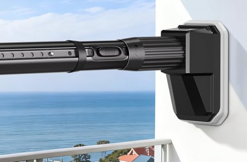 Image of FADOTY Tension Curtain Rod No Drilling, 41-157 Inch Heavy Duty Shower Rod | One-click Adjustable, 55 lb Support, Rustproof, Non-slip, Easy Installation for Patio Bathroom Windows Room Divider, Black