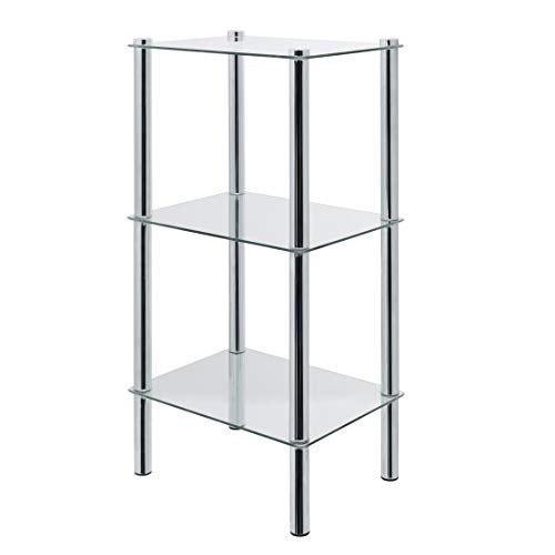 axentia Bathroom Shelf Silver Transparent Approx. 40 x 77 x 30 cm, Silver, Transparent, ca. 40 x 77 x 30 cm