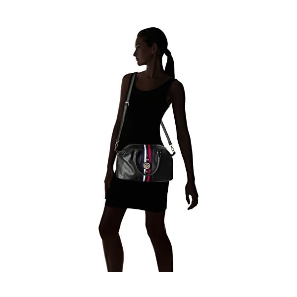 Tommy-Hilfiger-Handbag-Jaden-Satchel Tommy Hilfiger Jaden Satchel Crossbody Bag, Black Polyvinyl Chloride