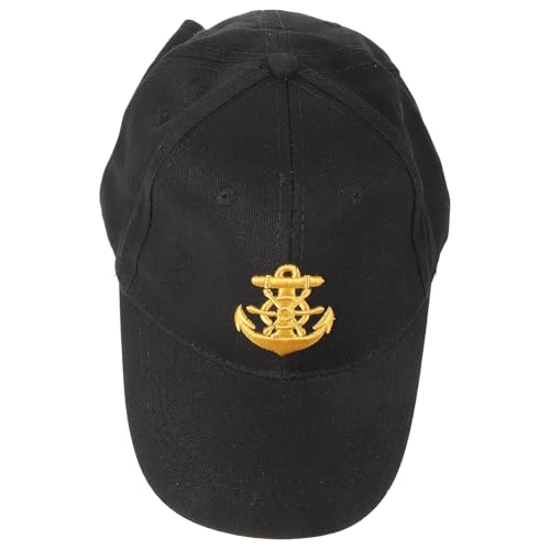 Healeved Gorra de Béisbol Negra Ajustable Bordado Dorado, Estilo Marinero Clásico, Tamaño Único para Hombre y Mujer, Adecuado para Deportes Náuticos, Viajes y Uso Diario