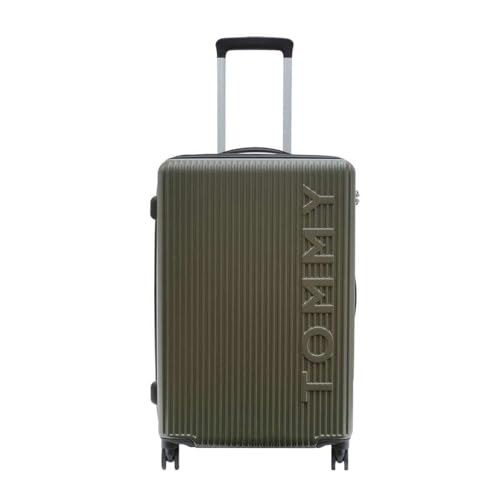 Image of Tommy Hilfiger Medium Hard Luggage Empire X - Olive | Check-in Trolley Bag with TSA Lock | 360 Spinner Double Wheels | Telescopic Handle | Polycarbonate Shell Suitcase | 68cm | 63L Capacity