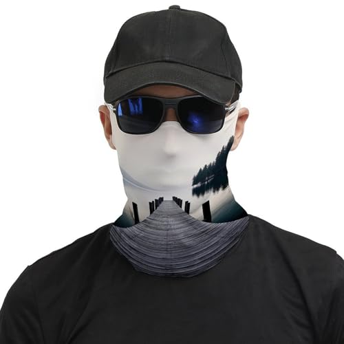 Neck Gaiter Wood Jetty And Calm Lake Face Mask for Travel Face Cover Scarf for Men Women Elastic Headbands Wind-proof Bandana for Skiing Fishing Hiking Cycling3