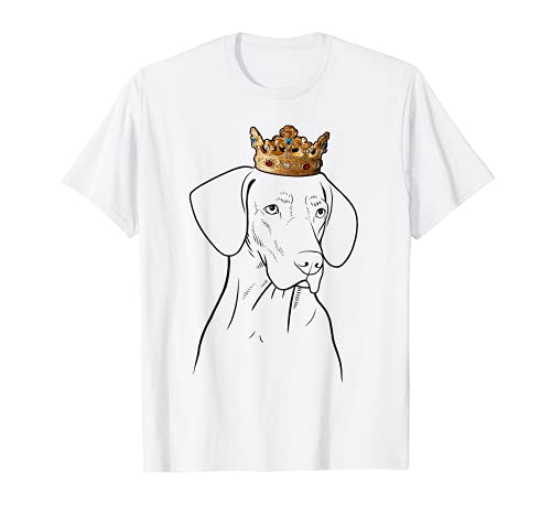 Vizsla Dog Wearing Crown T-Shirt, Black