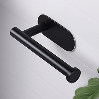 KES Black Toilet Roll Holder Self Adhesive Paper Tissue Dispenser Stick on Bathroom and Kitchen Wall Mounted, A7170-BK