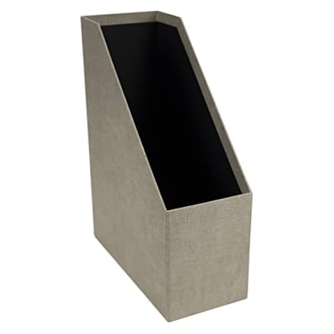 Bigso Box of Sweden Desk Organiser - Practical Document Holder Made of Fibreboard and Paper in Linen Look - Sturdy Magazine Storage with Handle - Beige Cover