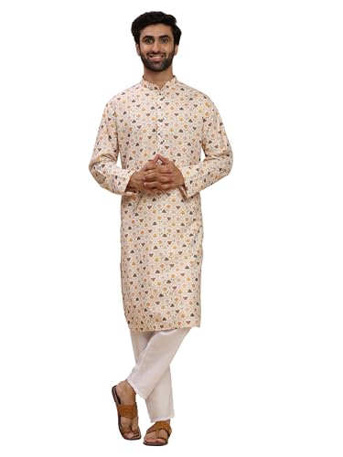 Image of Pro-Ethic Style Developer Men's Cotton Printed Kurta Pajama Set Traditional Outfit | Mandarin Collar (E-129)