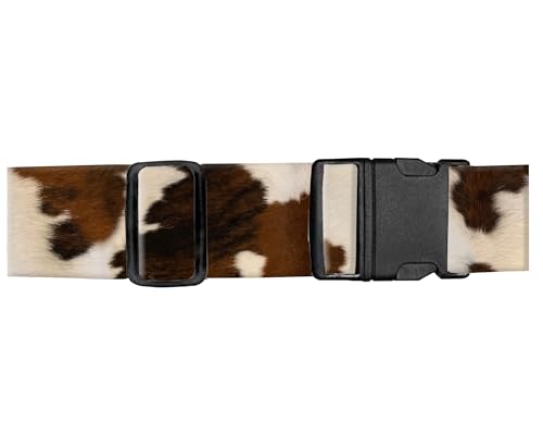 Luggage Straps for Suitcases, Adjustable Travel Belt, Durable Wide Luggage Strap, Cute Suitcase Strap Identifiers with Buckle, Bag Straps for Luggage, Retro Brown Cowhide