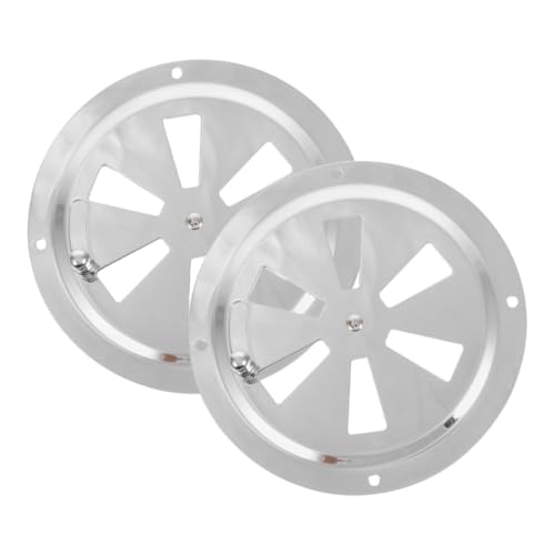 Housoutil 2pcs Stainless Steel 5-inch Ventilation Plate Round Louver Vent Cover Air Vent Gill Plate with Manual Open and Closed Function Marine Boat Accessories