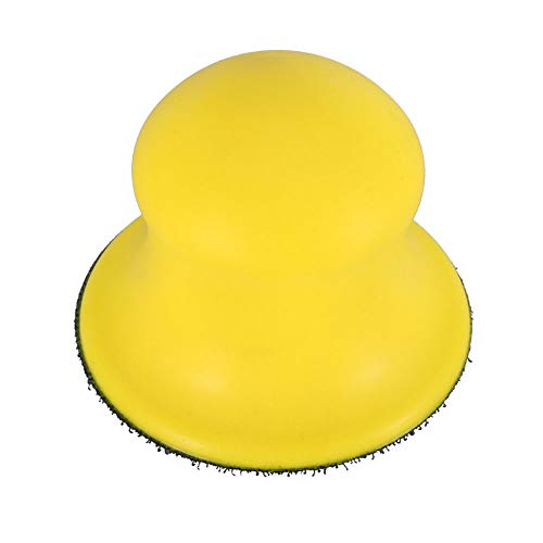 Sanding Pad Block, 2/3/4/5 Inch Yellow Flocking Sandpaper Hand Grinder PU Foam Cotton Hand Sanding Pad Block Polishing Disc, Sanding Blocks (3 in)