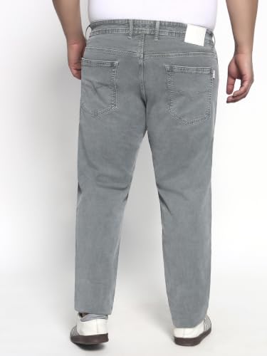 Image of Cotton Comfort Fit Jeans for Men | Full-Length Solid Denim Pants with Button Closure, Embroidered Design, Mid-Rise Casual Trousers for Daily | Classic Jeans for Office Bottoms (DI-249)