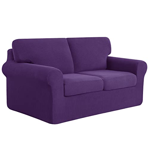 Subrtex 5 Pieces Stretch Sofa Slipcover Sets Couch Cover Sets Backrest Cushion Covers Furniture Protector Collection Set For Oversize Sofa Loveseat Chair Slip Covers(Medium, Purple) #TOP13