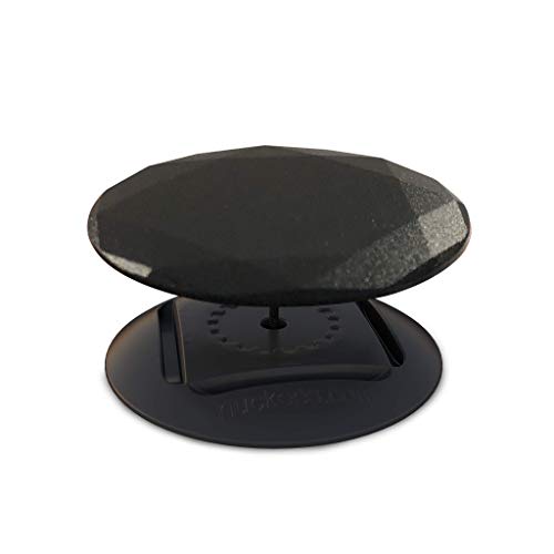 nuckees –The Only Phone Grip & 4-way Locking Stand For Vertical/horizontal Viewing, Magnetic, Collapsible & Patented Snughug Technology To Custom Fit Any Hand –Metal Black (iphone 11 Compatible)