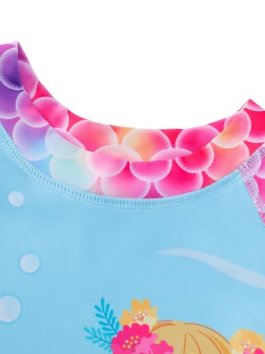 Image of HILEELANG Toddler & Little Girls' Long Sleeve Rash Guard Swimwear Set - UV Protection, 2-Piece Design, Fun Prints, 2-9 Years