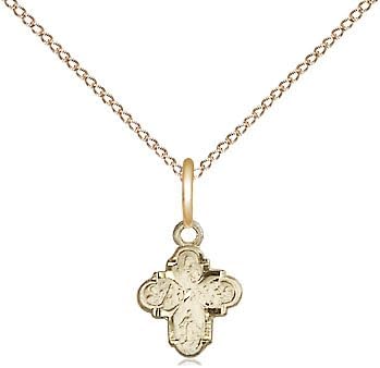 14kt Gold Filled 4-Way Pendant on a 18 inch Gold Filled Light Curb Chain.