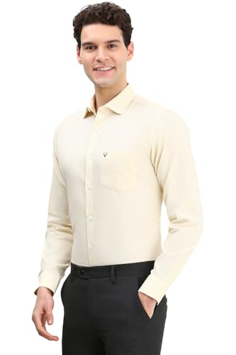 Image of Men Yellow Slim Fit Print Full Sleeves Formal Shirts