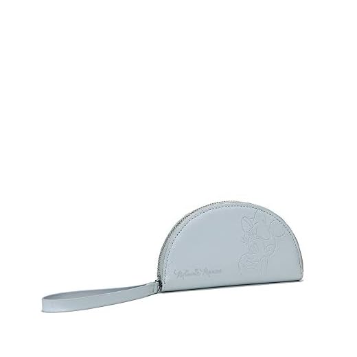 Disney, Minnie Lovely Blue - Bolso Pequeño con Correa de Mano, Color Azul, Neceser con Minnie Grabada y Su Firma, Rígido y Resistente, Cremallera de Metal, Dim. 15 X 7.5 X 2,5 Cm