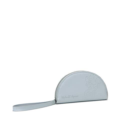 Disney, Minnie Lovely Blue - Bolso Pequeño con Correa de Mano, Color Azul, Neceser con Minnie Grabada y su Firma, Rígido y Resistente, Cremallera de Metal, Dim: 15 x 7.5 x 2,5 cm (Opi Brands 11544)