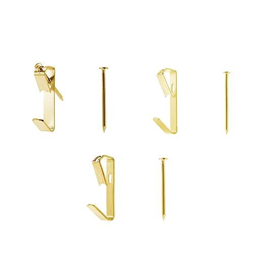 Image of 100 Pieces Picture Hanging Kit with Screws,SAFYY Picture Hooks for Hanging Pictures Heavy Duty,Wall Painting Hanging Hooks Picture Frame Hooks for Wall Mounting(Gold 30LB*70，50LB*20,100LB*10)